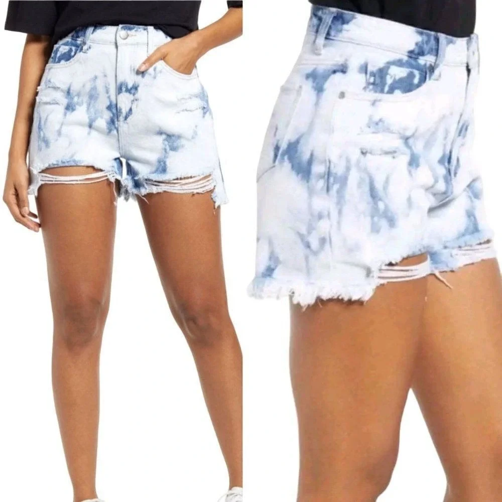 Nordstroms Retro 80s Bleached High-rise Mom Jean Shorts Sz 28 Frayed Indy Sleaze